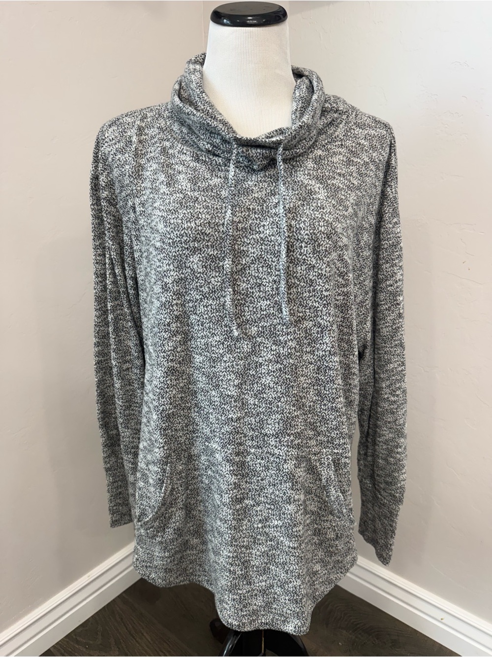 Prana Gray Marled Cowl Tunic Sweater